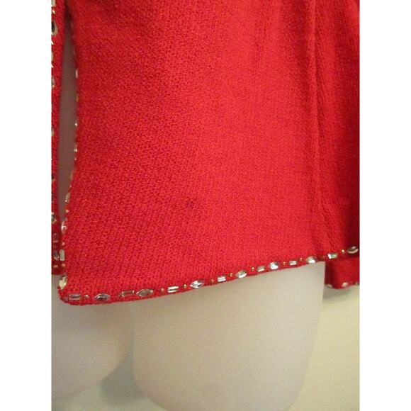 Vintage Marie Gray 6 Best International Sweater Top True Red Rhinestone Crystal - Picture 6 of 8